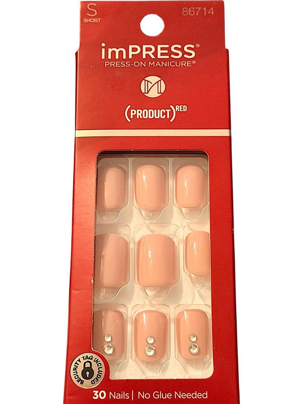 imPRESS Press-On Manicure (PRODUCT)RED Short Nails - 30 Nails, No Glue Needed